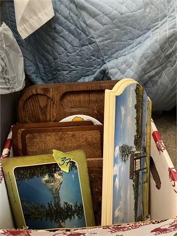 Decor Lot, Wood Painting, Trays