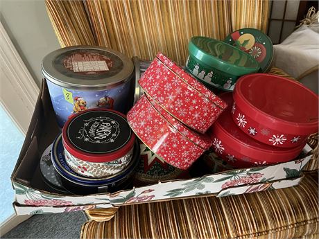 Christmas Decor Lot, Cookie Tins