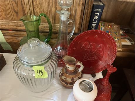 Decorative Plate, Decanter, Vases