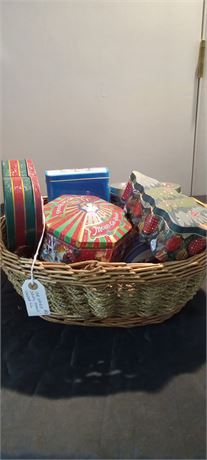 Wicker Basket & Tins