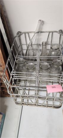 Vintage Canning Jars & Metal Carrying Basket