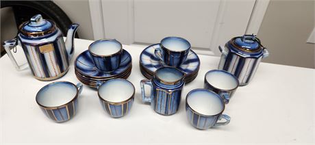 Unique Striped Plates & cups & Tea Pot