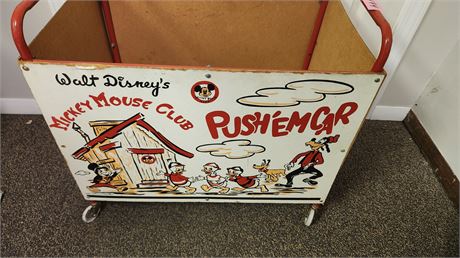 Vintage Walt Disney Mickey Mouse Club Push Em Car. Good Condition