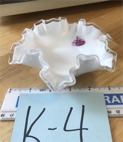 Stickered Fenton Glass Dish