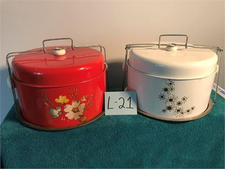 2 Vintage Metal Cake Containers
