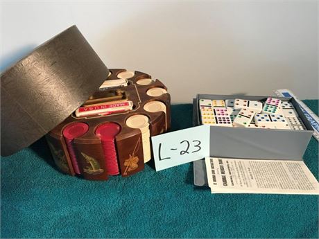Dominoes & Vintage Poker Set