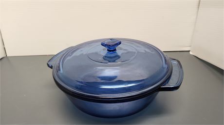 Blue Glass Baking Dish With Lid