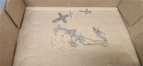 Lot Of Various Cross Necklaces