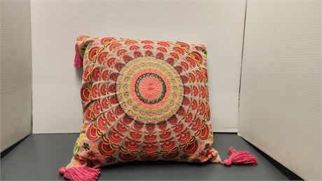 Small Decorative Pillow Missing One Tassel