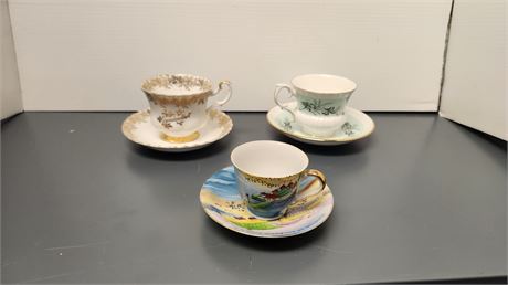 3 Vintage Tea Cups & Saucers