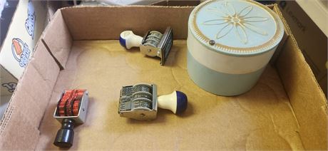 Roller Stamps & Vintage Container