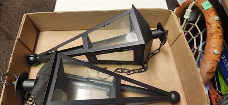 2 Hanging Metal Candle Holders