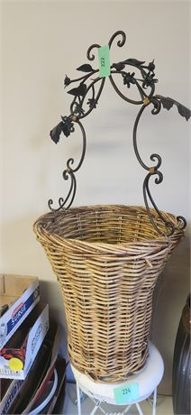 Large Wicket Basket With Metal  Handle