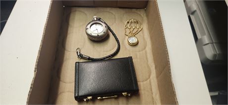 Mini Briefcase Calculator & Pocket Watches