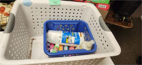 Storage Basket & Craft Paint & Drop Cloth