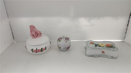 3 Ceramic Trinket Boxes