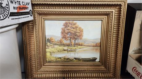 Wood Framed Picture & Wood Box & Jewelry Box