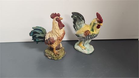 2 Rooster Statues. 6 Inches Tall