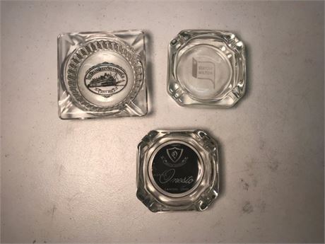 3 Glass Ashtrays