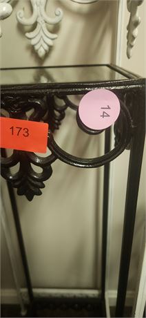 Black Metal Plant Stand With Glass Top