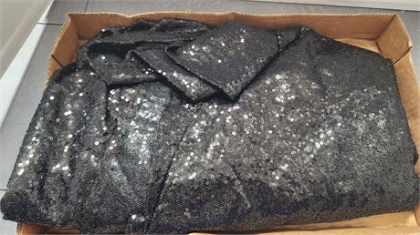 Black Sequin Round Tablecloth