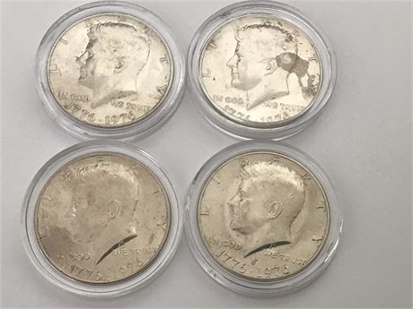 4 Nice 1976 1/2 Dollar Coins Bicentennial Quarters