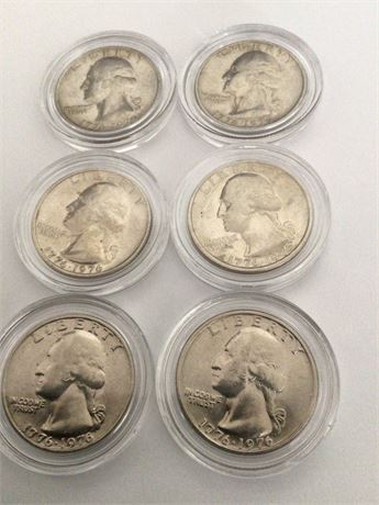 6 Nice 1976 Coins Bicentennial Quarters