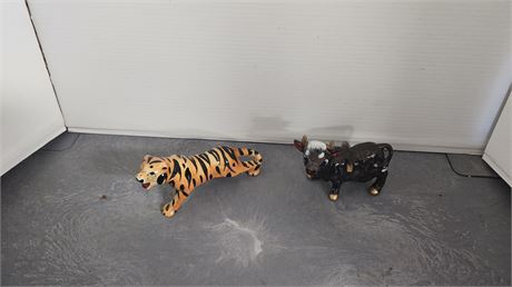 Vintage Bull & Tiger Small Statues