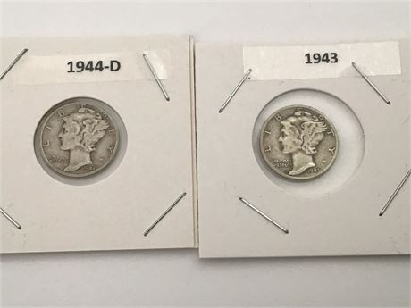 1943 & 1944 - D Mercury Dimes