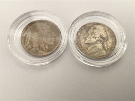 1960 Jefferson Nickel & 1923 Buffalo Nickel