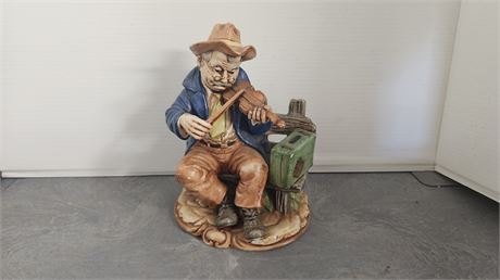 Man Playing Violin With Suitcase Figurine