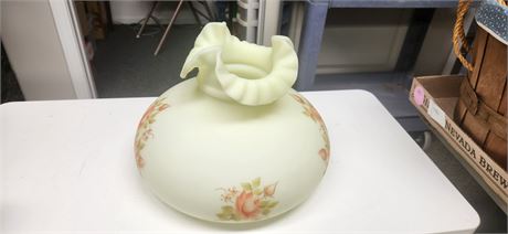 Fenton Hand Painted Bernice Lamp Shade. Crack On Back