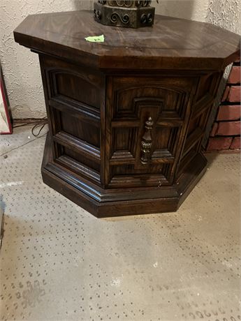 Vintage Octagon Wood End Table