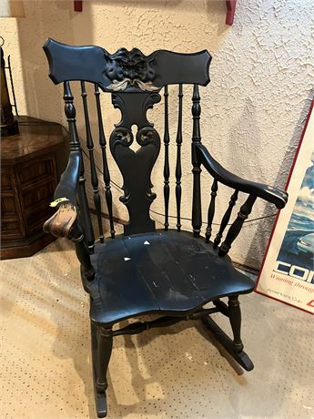 Vintage Gothic Face and Claw Arm Rocking Chair