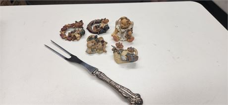 Lot of Bear Pins and a serving fork