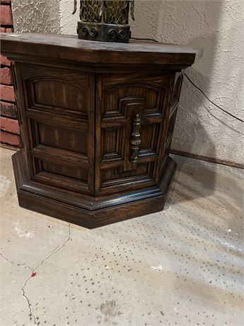 Vintage Octagon Wood End Table