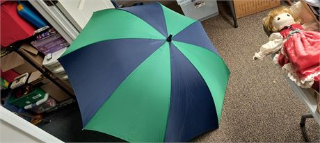 Green & Blue Striped Large Umbrella