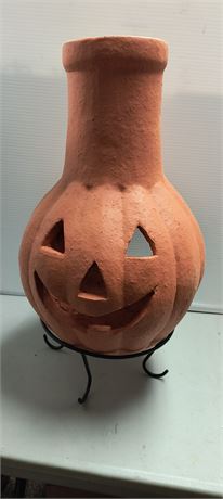 Jack-O-Lantern Terra Cotta Chimenea Candle Holder