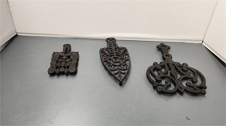 3 Cast Iron Collectible Trivets