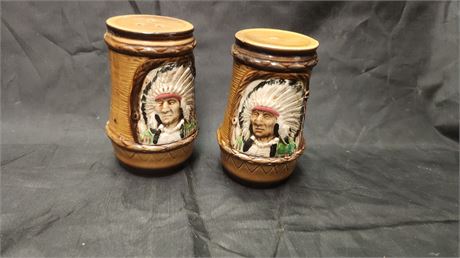 Vintage Native American Chief Salt & Pepper Shakers