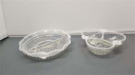 Opalescent Candy Dish & 3 Section Candy Dish