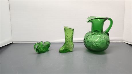 Lot Of Green Glassware