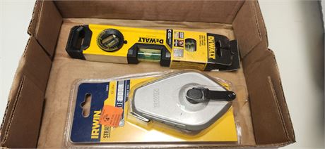 DeWalt Torpedo Level & Irwin Caulk Reel