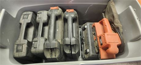 Large Tote With Tools. Black & decker & Craftsman Used And Not Tested