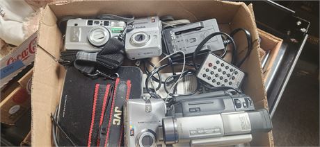 Lot Of Various Cameras & JVC Camcorder & LG Slim Portable DVD Writer