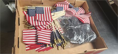 Lot Of Small Flags & The Betsy Ross Hardwood Collection Bracelets
