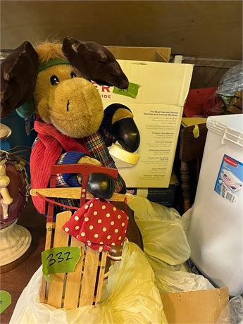 Stuffed Moose and Sled