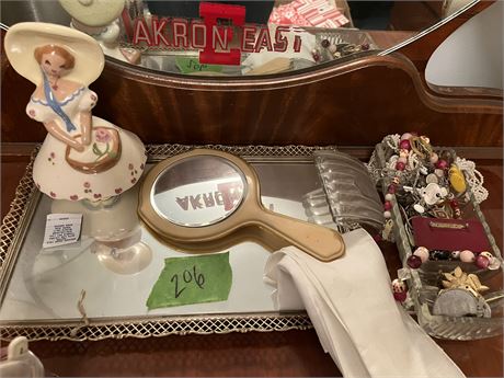 Vintage Yona Girl, Mirror Tray, Jewelry