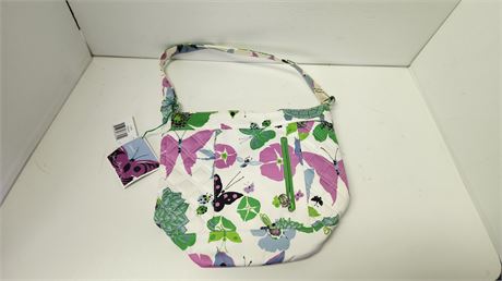 Vera Bradley Julie Sateen Butterfly Garden Blue, Purple, Green, Handbag NEW!!