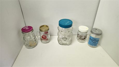 Various Glass Jars & Glass Banks
